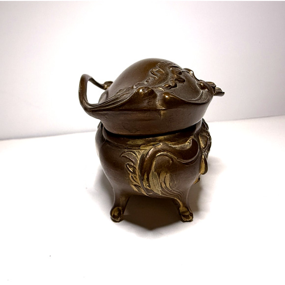 Brainard & Wilson B&W Antique Footed Brass Hinged Trinket Box Casket Art Nouveau - Picture 7 of 11